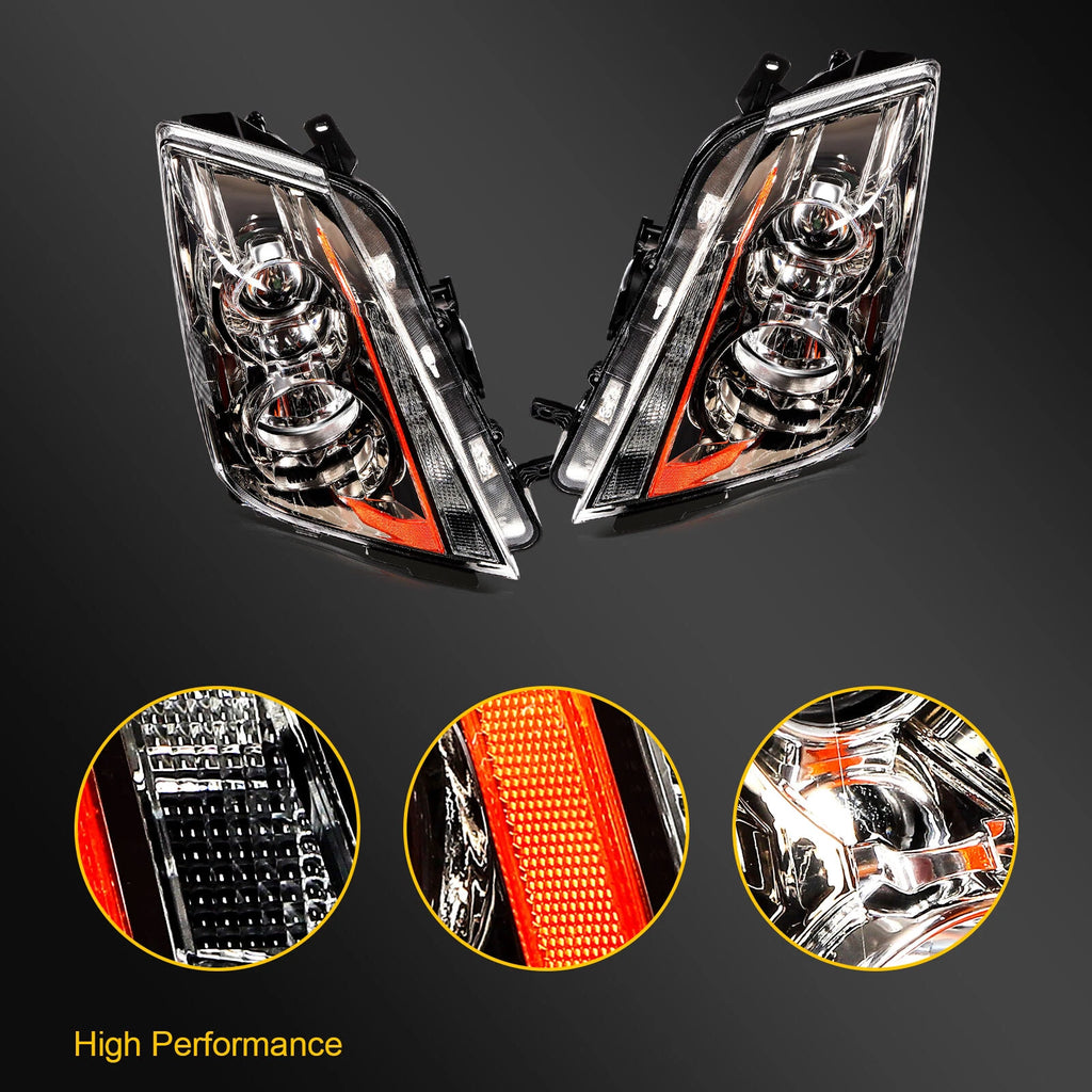 Set of 2 Headlights for Cadillac CTS (2008–2014) Halogen Type