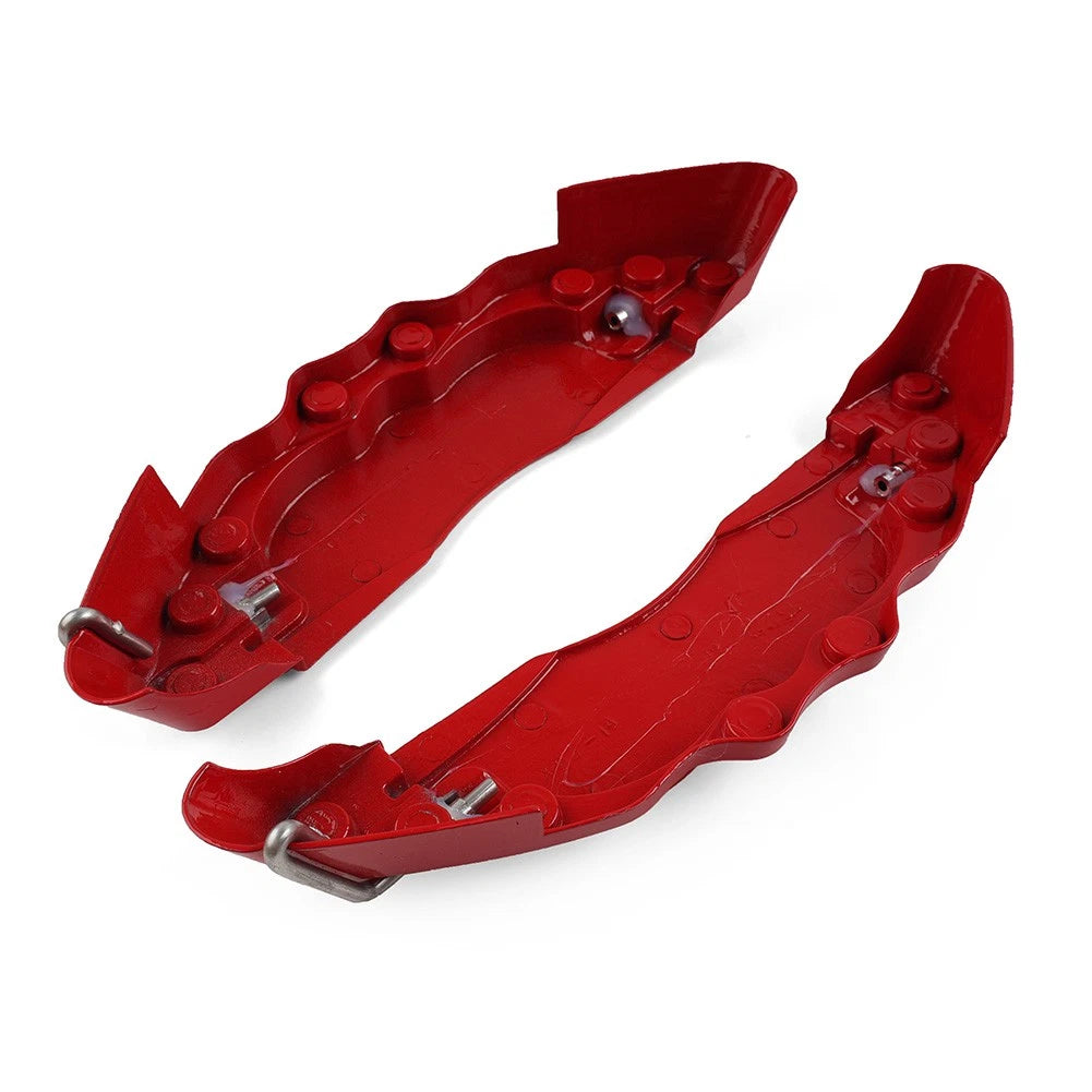 Set of 2 Red Metal Disc Brake Caliper Covers for Universal Fit