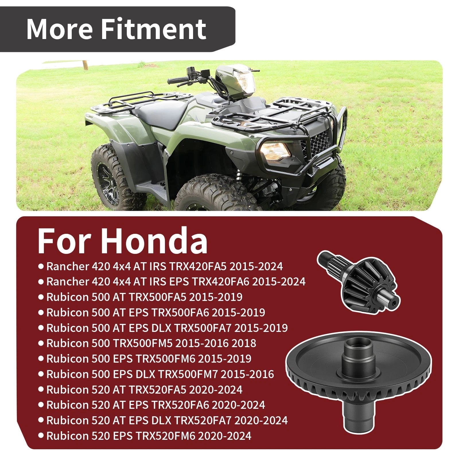 Rear Differential Gear Ring Pinion for Honda Foreman Rubicon 500 (2005–2020)