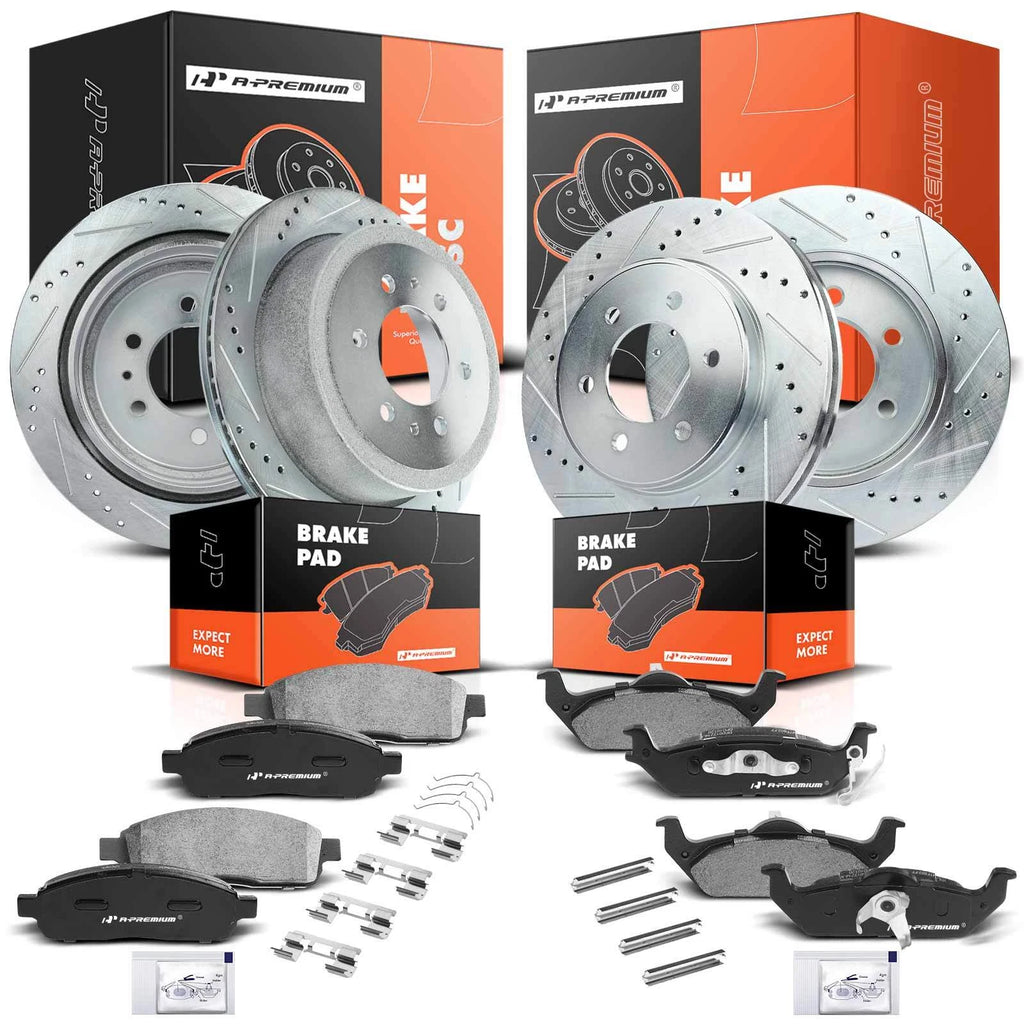 Set of 4 Drilled Brake Rotors & Ceramic Pads for Ford F-150 (2004–2008)