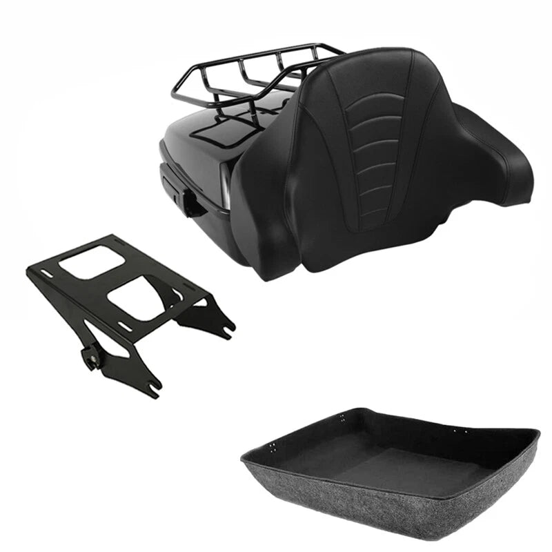 Black Chopped Trunk Backrest Mount Rack for Harley CVO Road Glide (2014–2026)