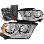 Set of 2 Chrome Amber Signal Headlights for Dodge Durango (2011–2013)