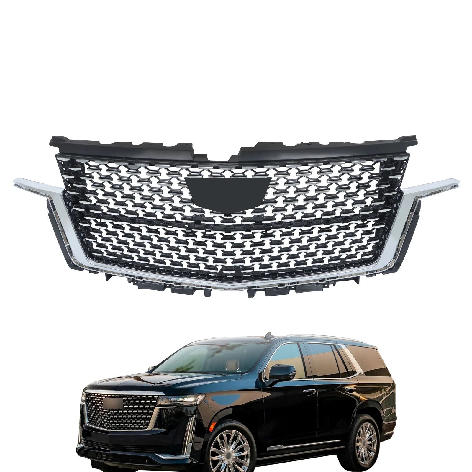 Front Bumper Grille for Cadillac Escalade (2021–2023) Chrome Plastic