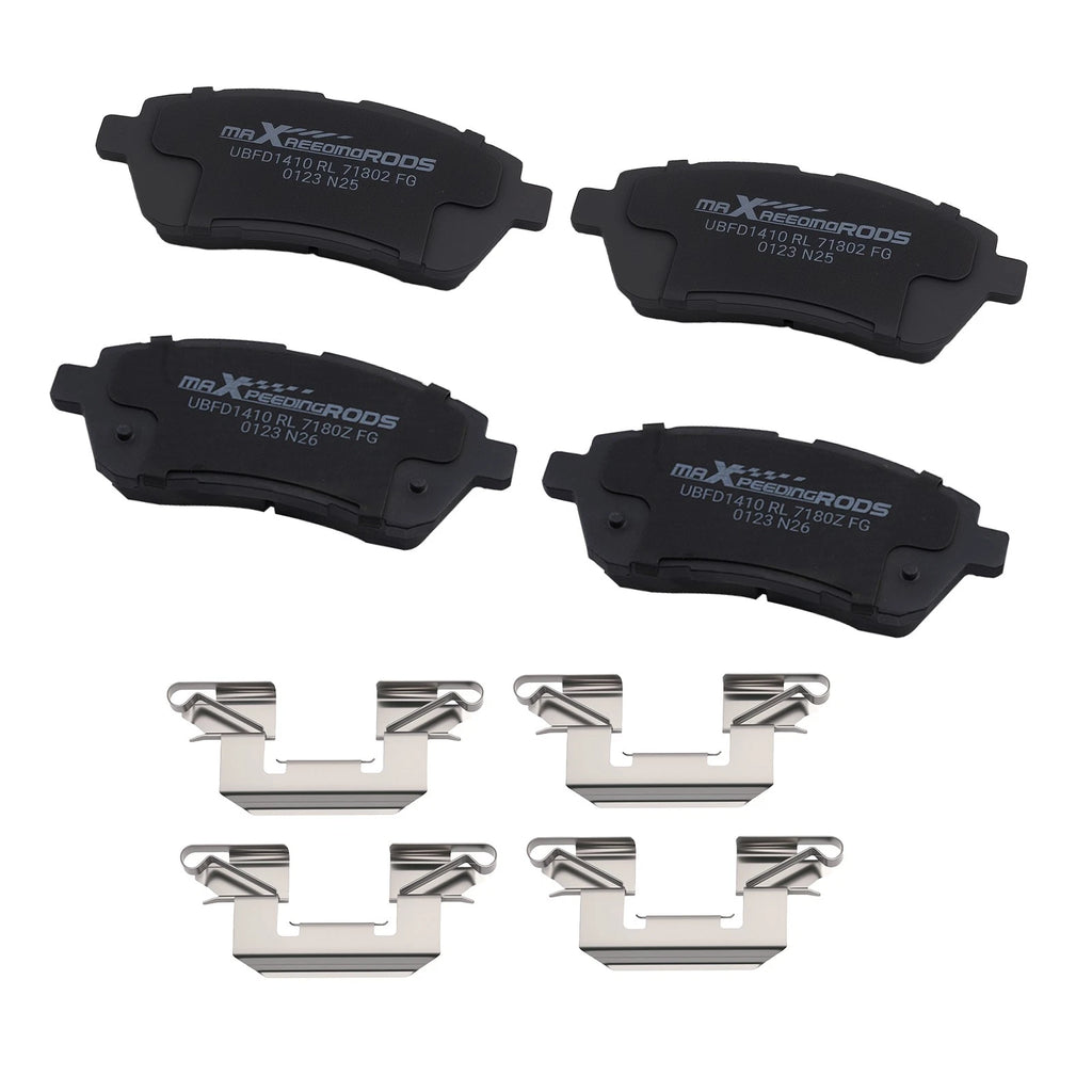 Set of 4 Front Ceramic Brake Pads for Ford Fiesta/Mazda 2 (2011–2014) w/Hardware