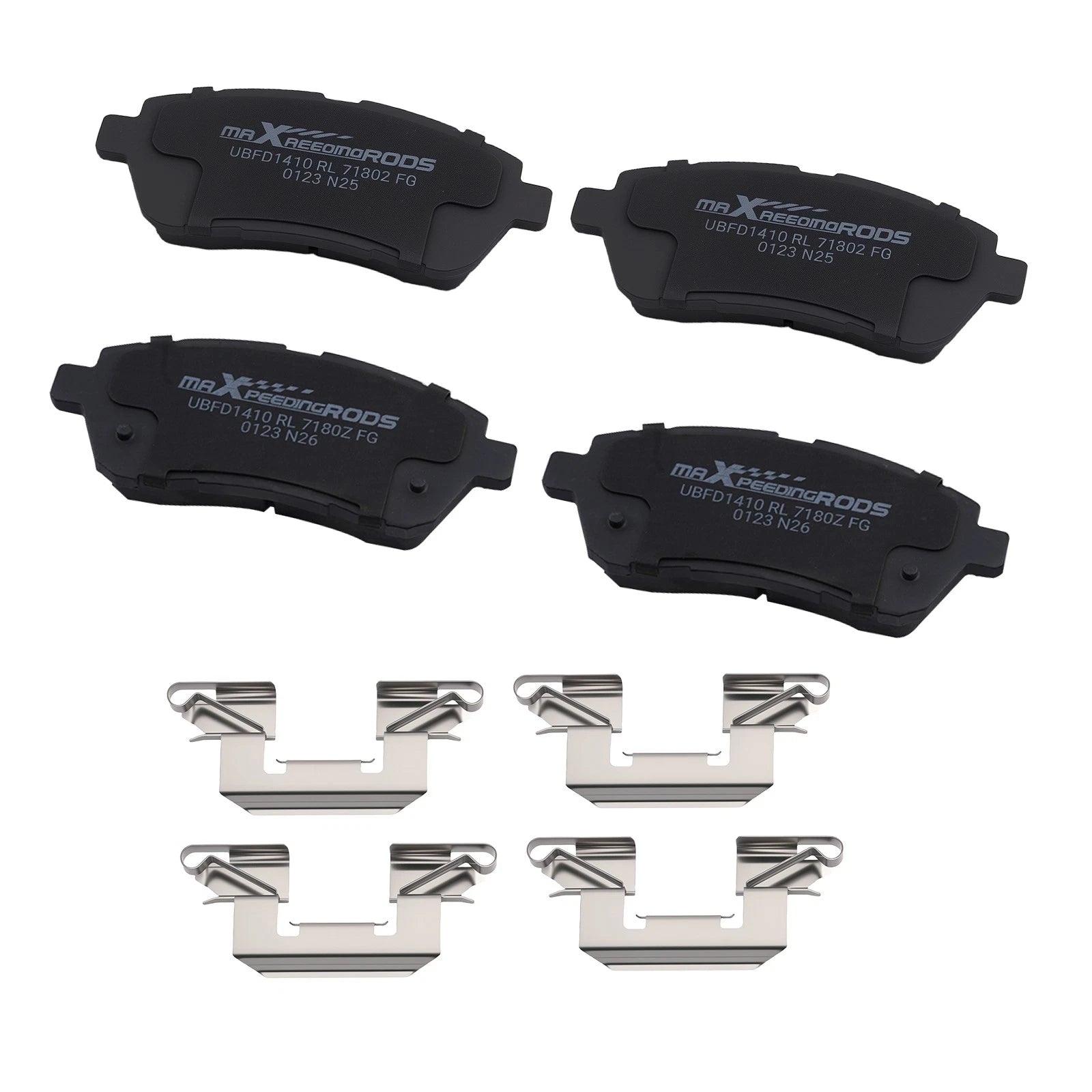 Set of 4 Front Ceramic Brake Pads for Ford Fiesta/Mazda 2 (2011–2014) w/Hardware