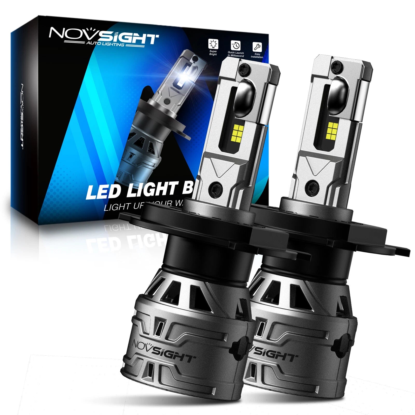 2x NOVSIGHT 9003 H4 LED Headlight Bulbs Kit 13000LM 6500K for H4