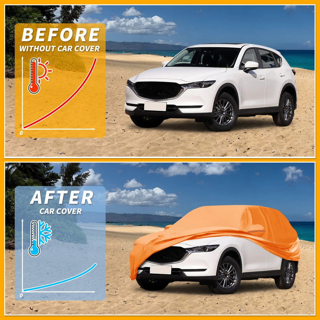 Waterproof Car Cover for Mazda CX5 (2012–2023) - Orange Cotton, Zipper