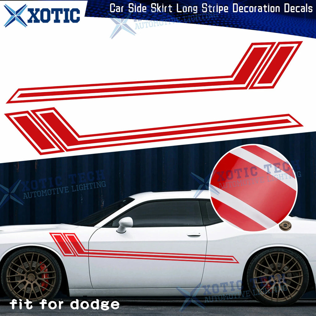 2Pcs Side Skirt Fender Hash Red Vinyl Stickers for Dodge (2000–2021)