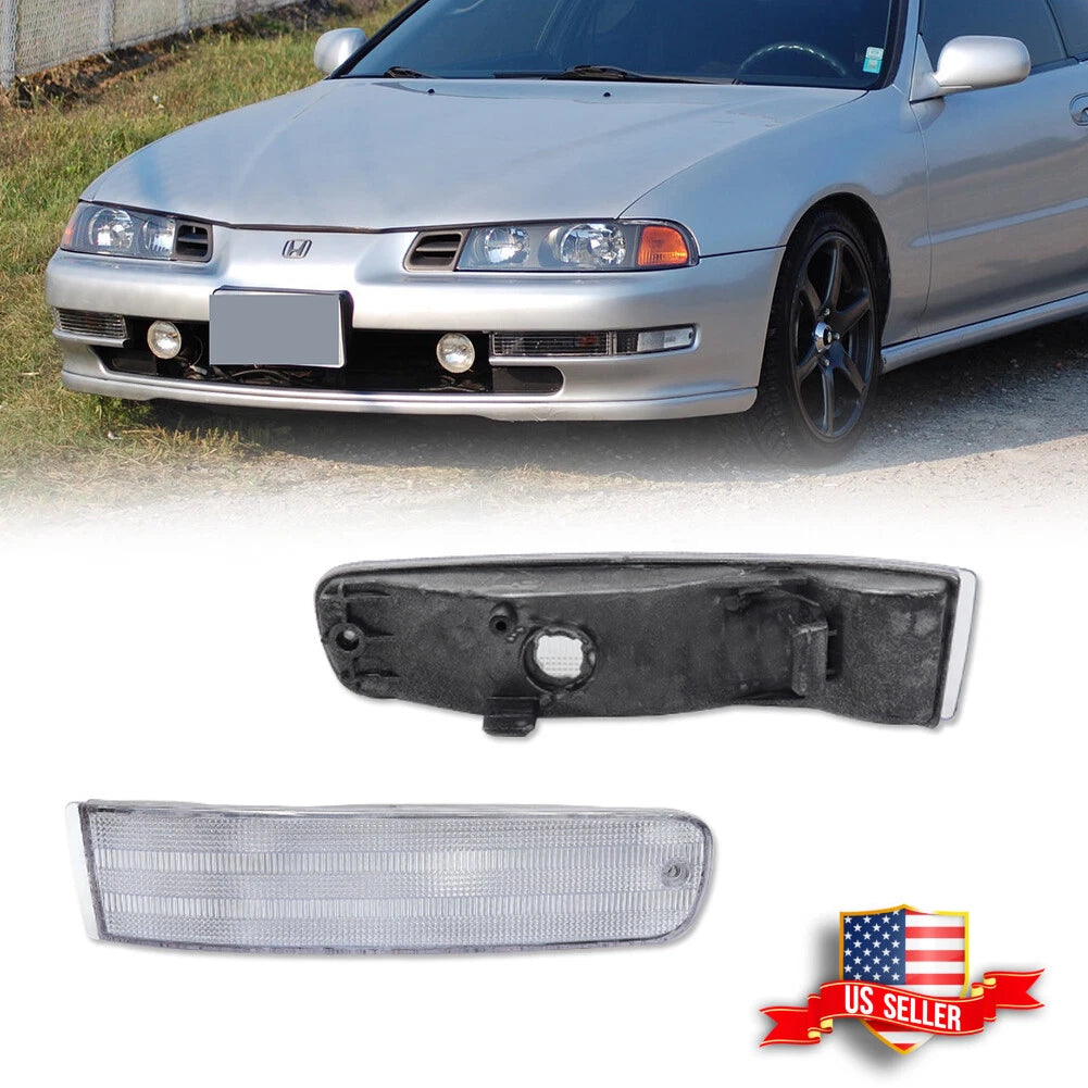 2X Clear Lens Front Bumper Turn Signal Lights for Honda Prelude (1992–1996)