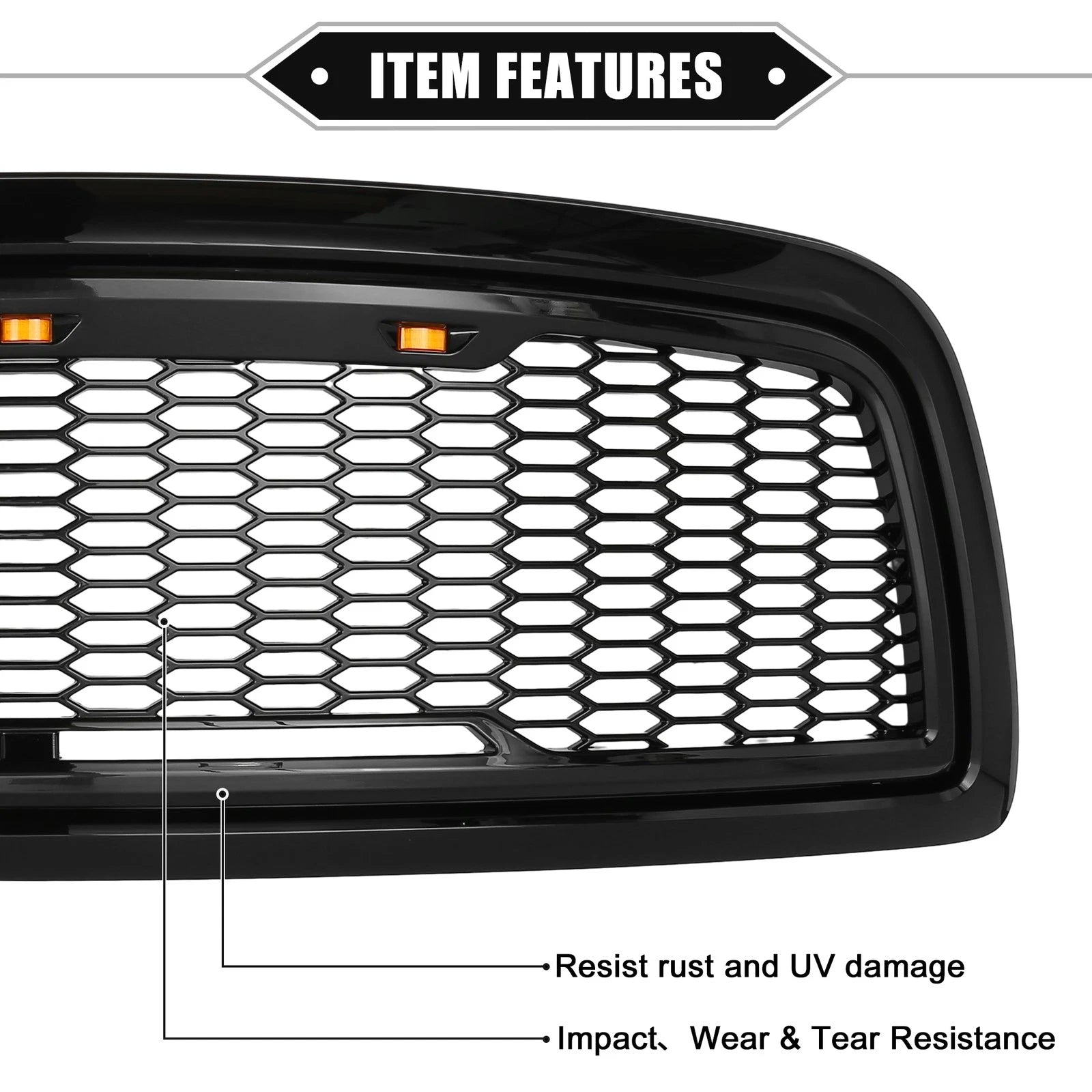 Front Grille Assembly with LED Lights for Dodge Ram 3500 (2010)