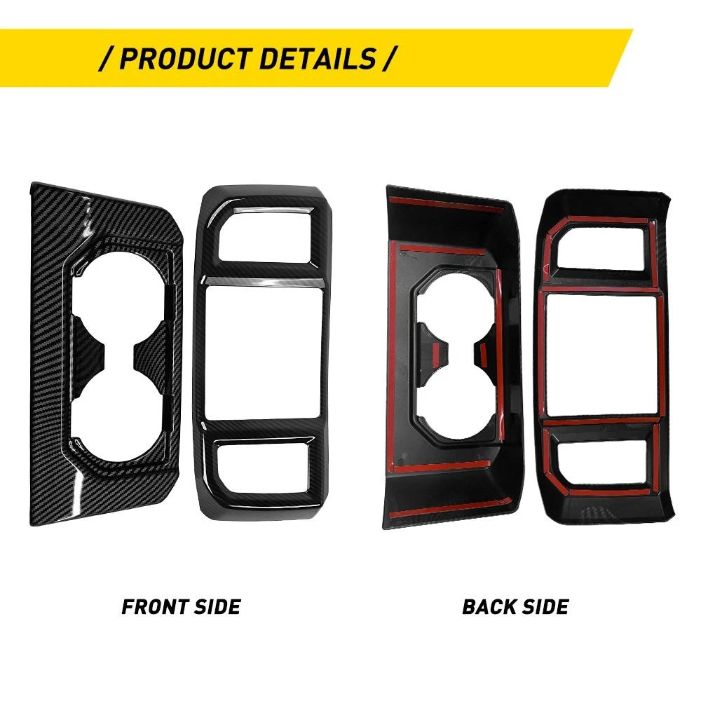 2Pcs Carbon Fiber Rear Air Vent Outlet Cup Holder Trim for Ford F150 (2015–2020)