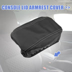 Center Console Armrest Cover for Hyundai Tucson (2016–2021) Black Gray Stitches