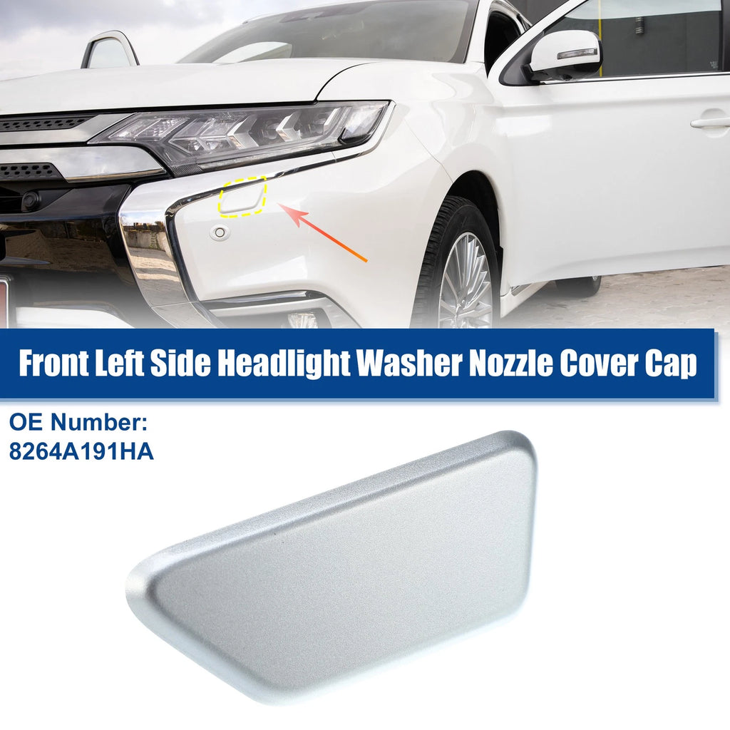 Left Headlight Washer Nozzle Cover for Mitsubishi (No. 8264A191HA) Silver Tone