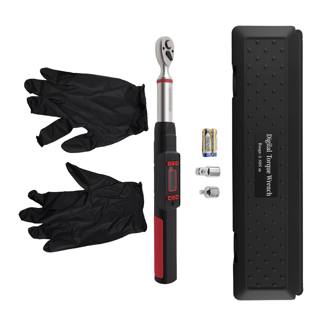 3/8" Digital Torque Wrench Set 5-50Nm with LED Display & 2 Adapters
