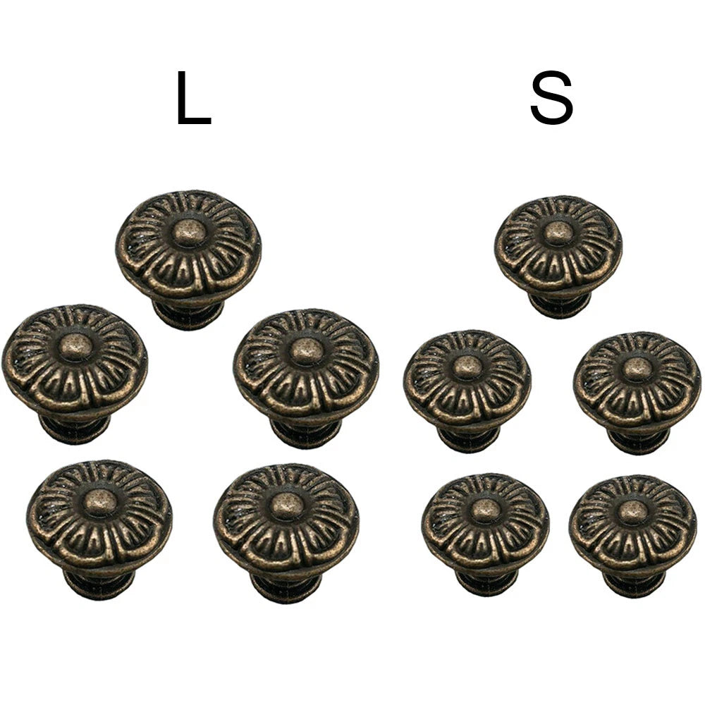 5Pc Antique Bronze Flower Drawer Knob for Jewelry Box Cabinet Door