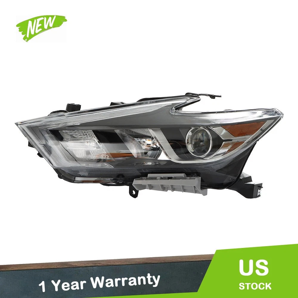 LH Headlight Chrome for Nissan Maxima S SL SV (2016–2018) Halogen LED DRL