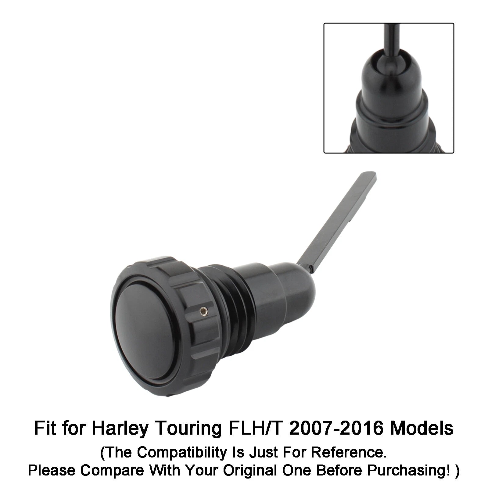 Oil Dipstick Tank Cap Plug for Harley Touring FLH/T (2007–2016) Black
