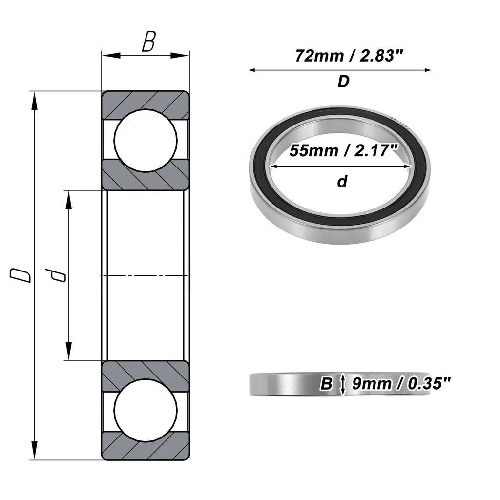Deep Groove Ball Bearing 6811DDU for Scooter Skateboard Wheel (55x72x9mm)