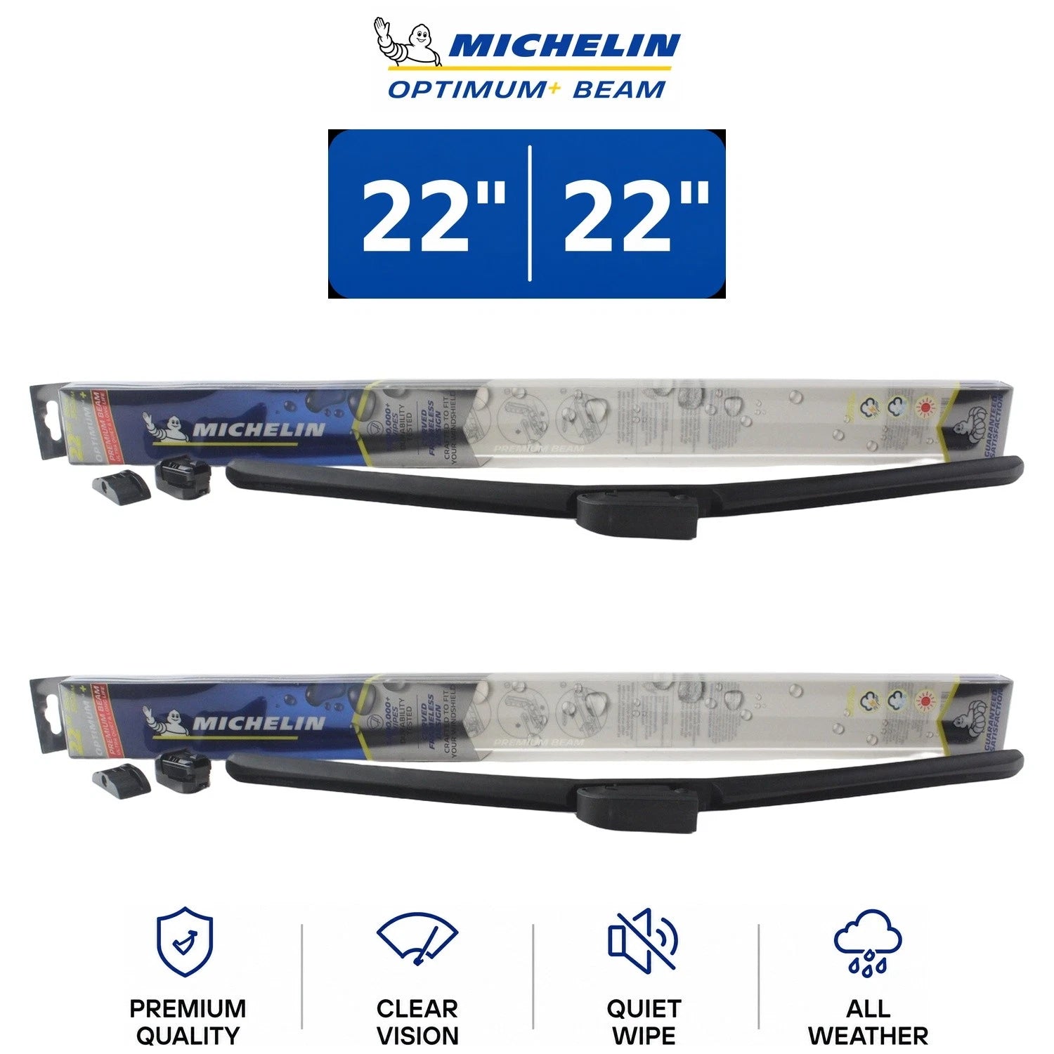 Set of 2 Michelin Optimum+ Beam Wiper Blades for GMC Yukon (2000–2020)
