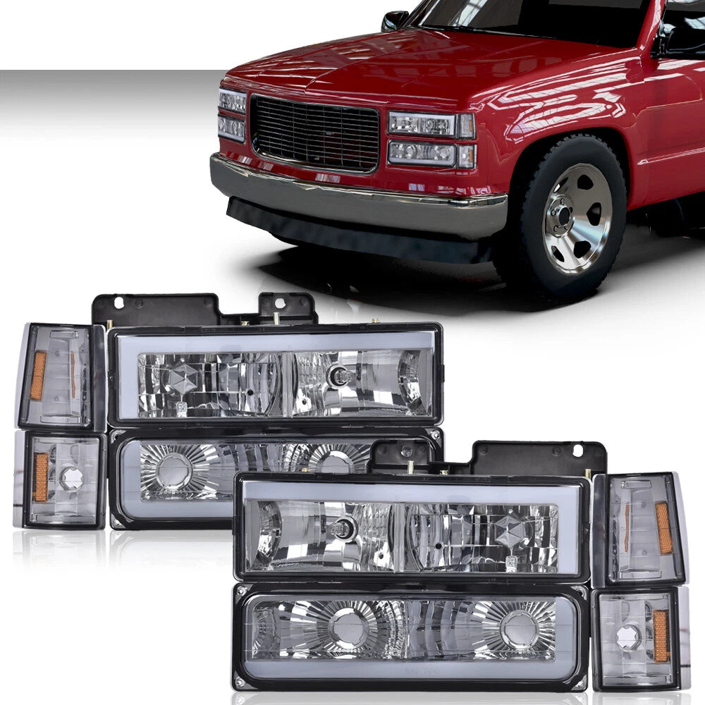 Chrome Smoke LED DRL Headlights for GMC C10 C/K Suburban (1994–2000)