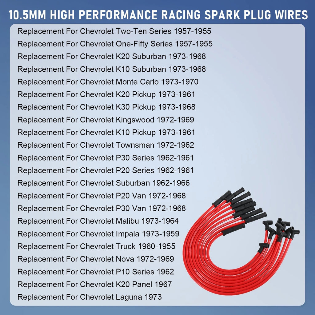 Set of 8 HEI Spark Plug Wires for Chevy SBC BBC V8 (1970–1995)