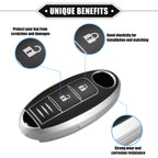 3 Button Key Fob Cover for Nissan Serena, X-Trail (Fit 2000–2023) TPU Black