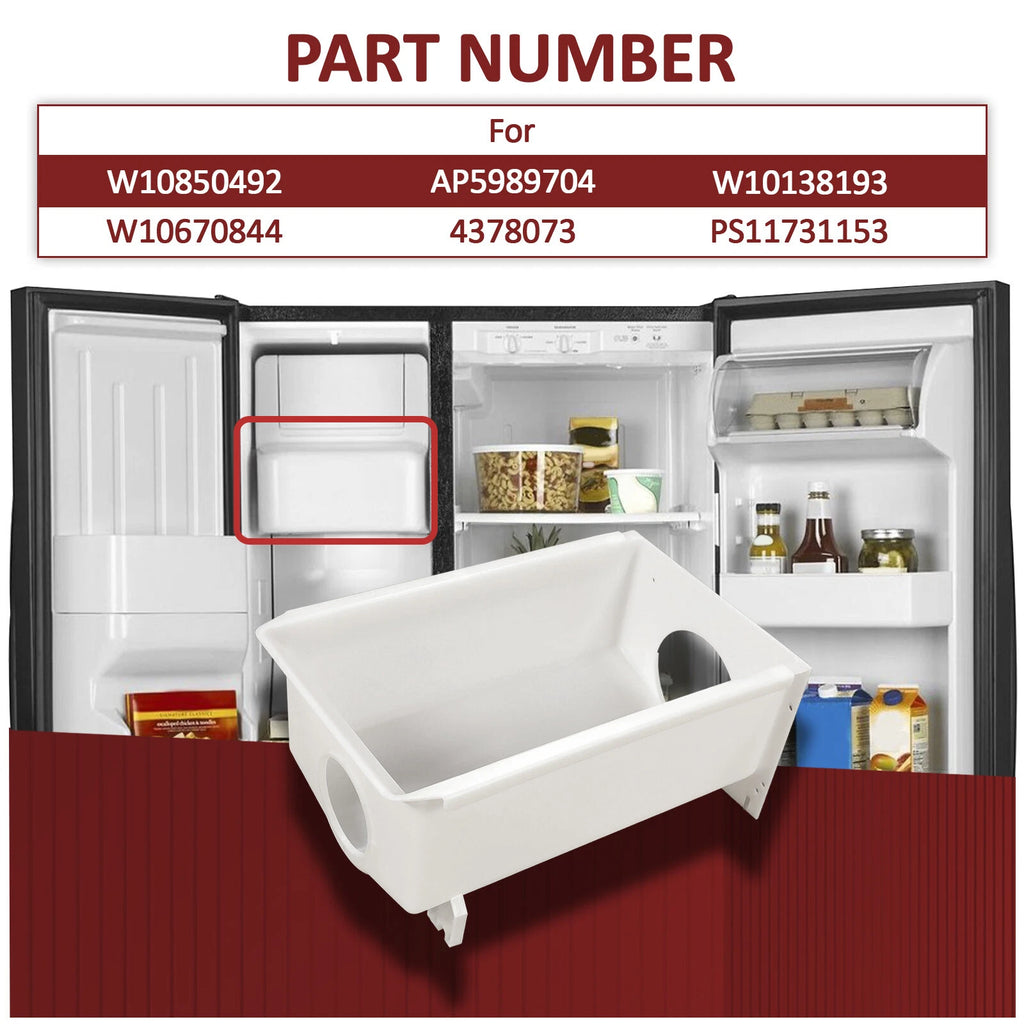 Ice Bucket Container for Whirlpool Kenmore Maytag (W10850492)