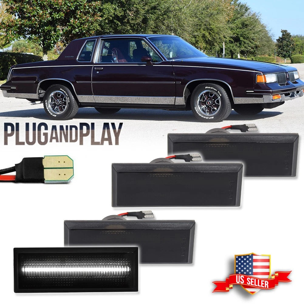 4X Smoke LED Side Marker Lights for Oldsmobile Cutlass 442 (1981–1988)