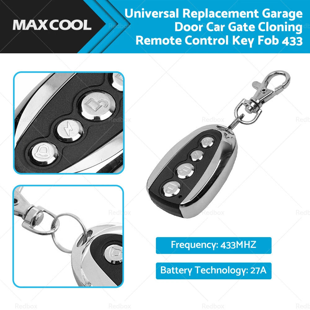 433MHz Universal Cloning Remote Key Fob for Garage Door Car Gate