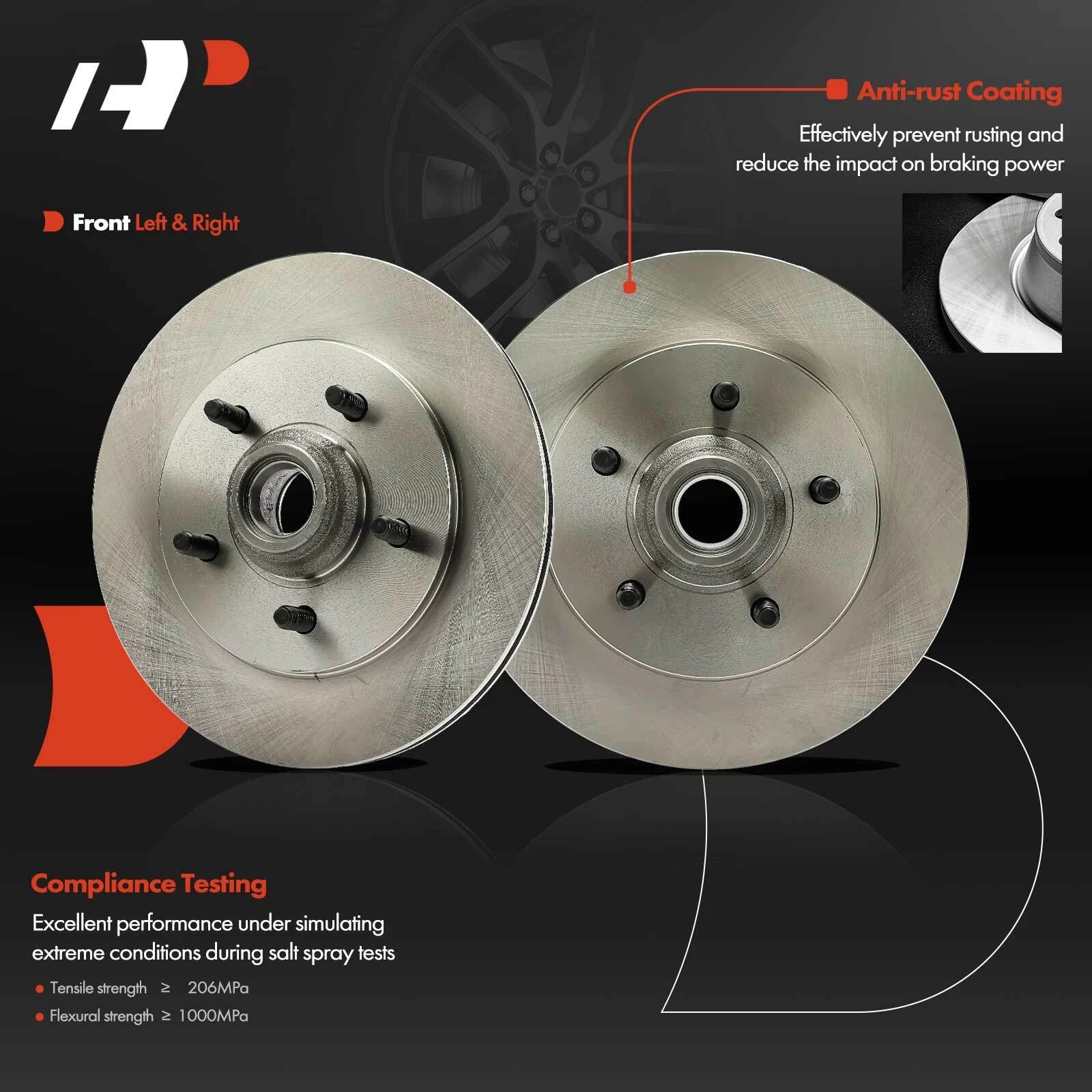 Front Disc Brake Rotor & Ceramic Pad Set for Ford F-150 (2000-2003)