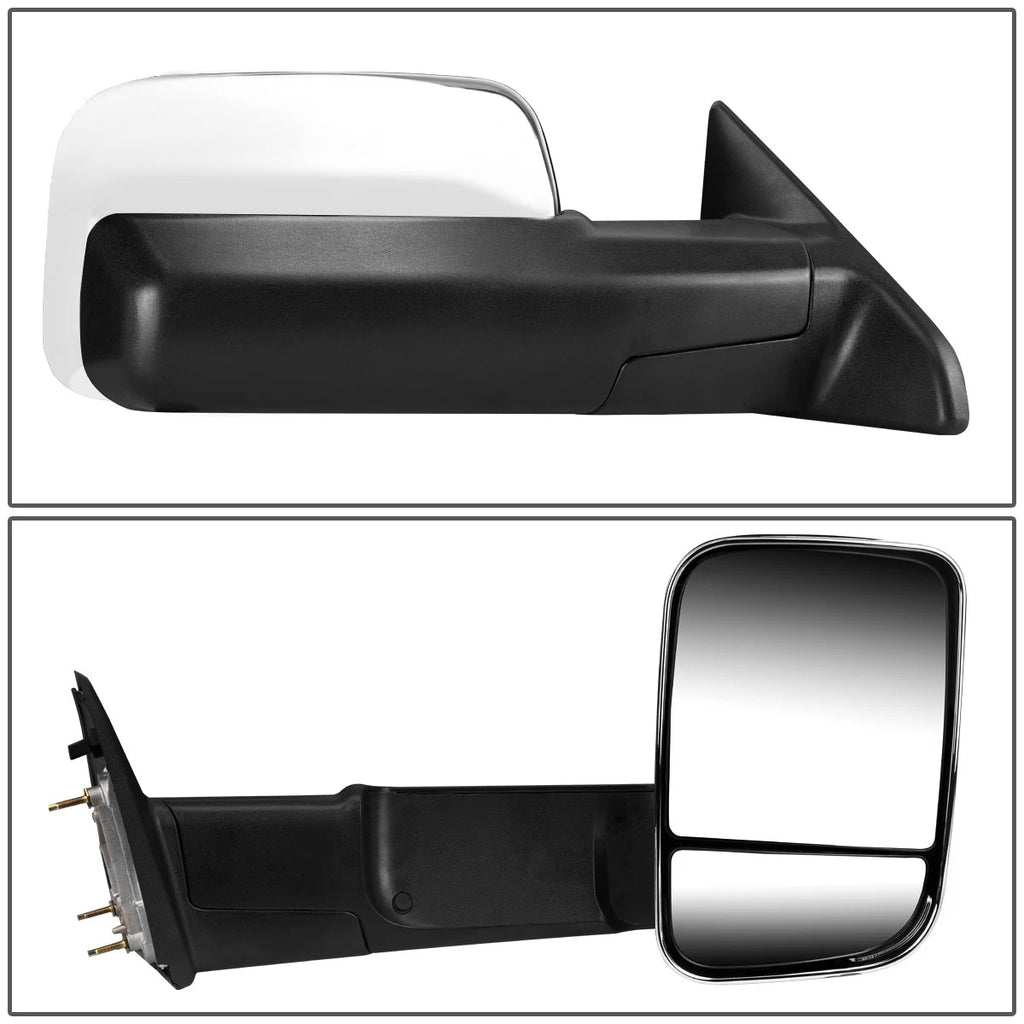 Chrome Manual Flip-Up Side Towing Mirror for Dodge Ram 1500-5500 (2009–2016)