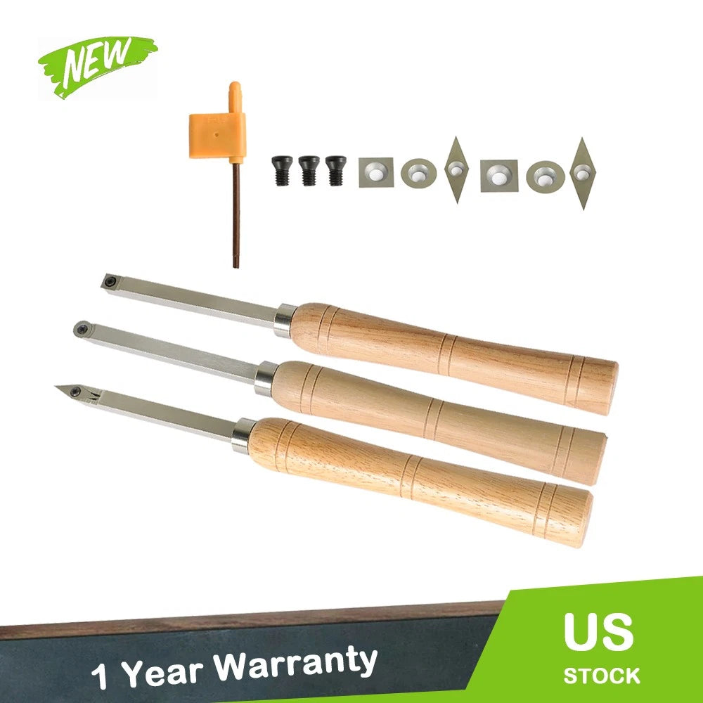 3 Piece Carbide Woodturning Tool Set for Mini Woodturners