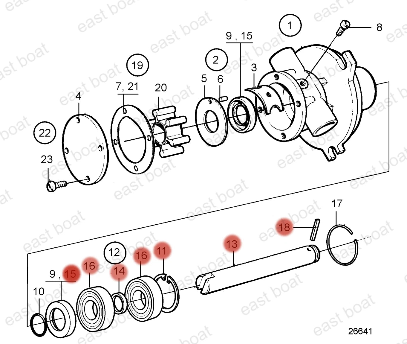 Repair Shaft Kit 21951414 for Johnson 10-24178-2 10-24707-01 (Cooling Pump)