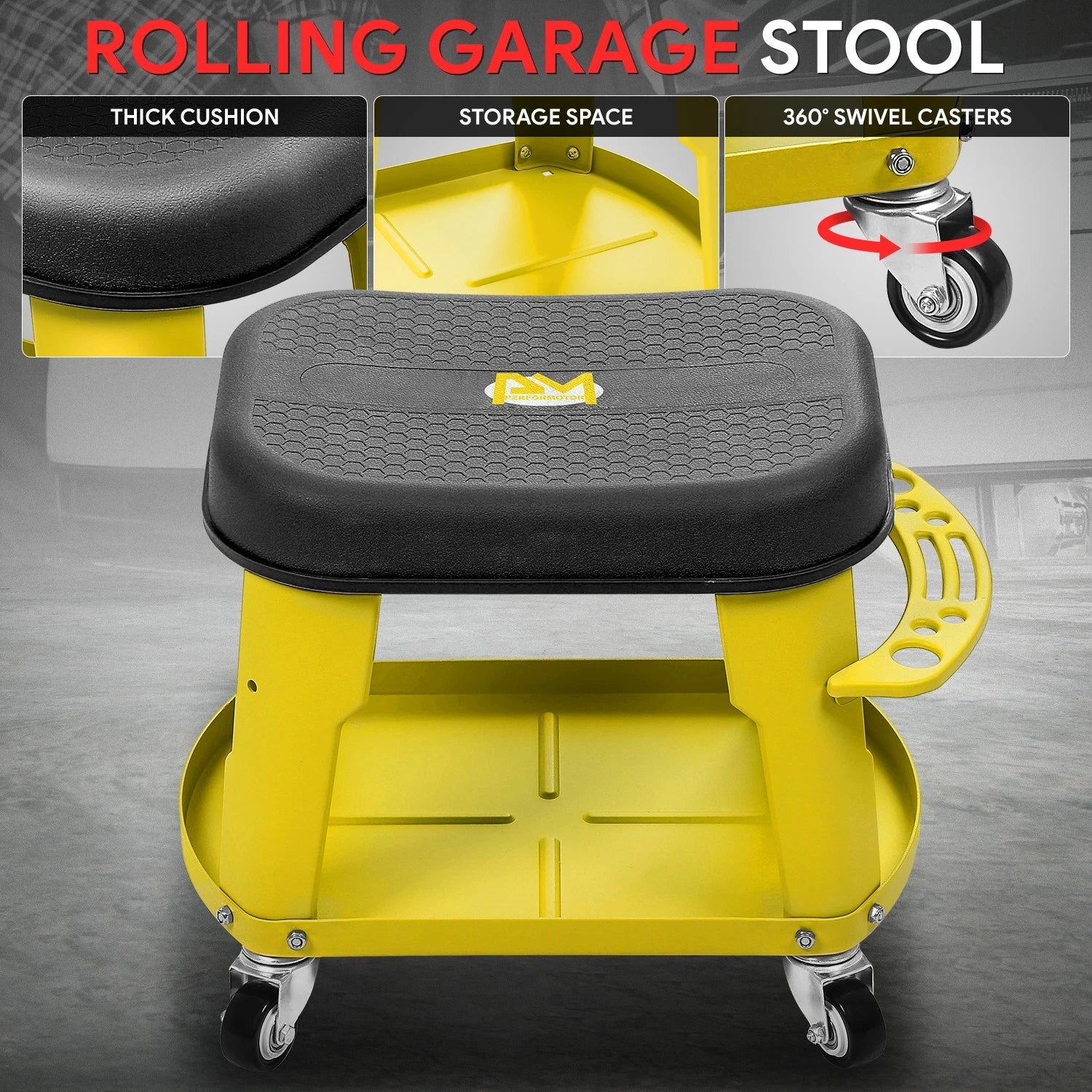 Mechanics Roller Seat for Universal Use (16.14x10.62x13.78in, 300lbs)