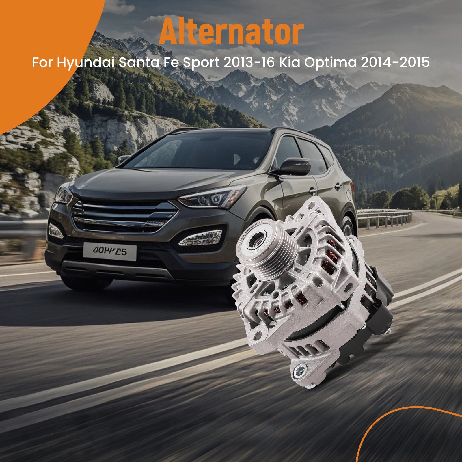 Alternator for Hyundai Santa Fe Sport (2013–2016), Sonata (2014), Kia Sorento (2012–2014), Optima