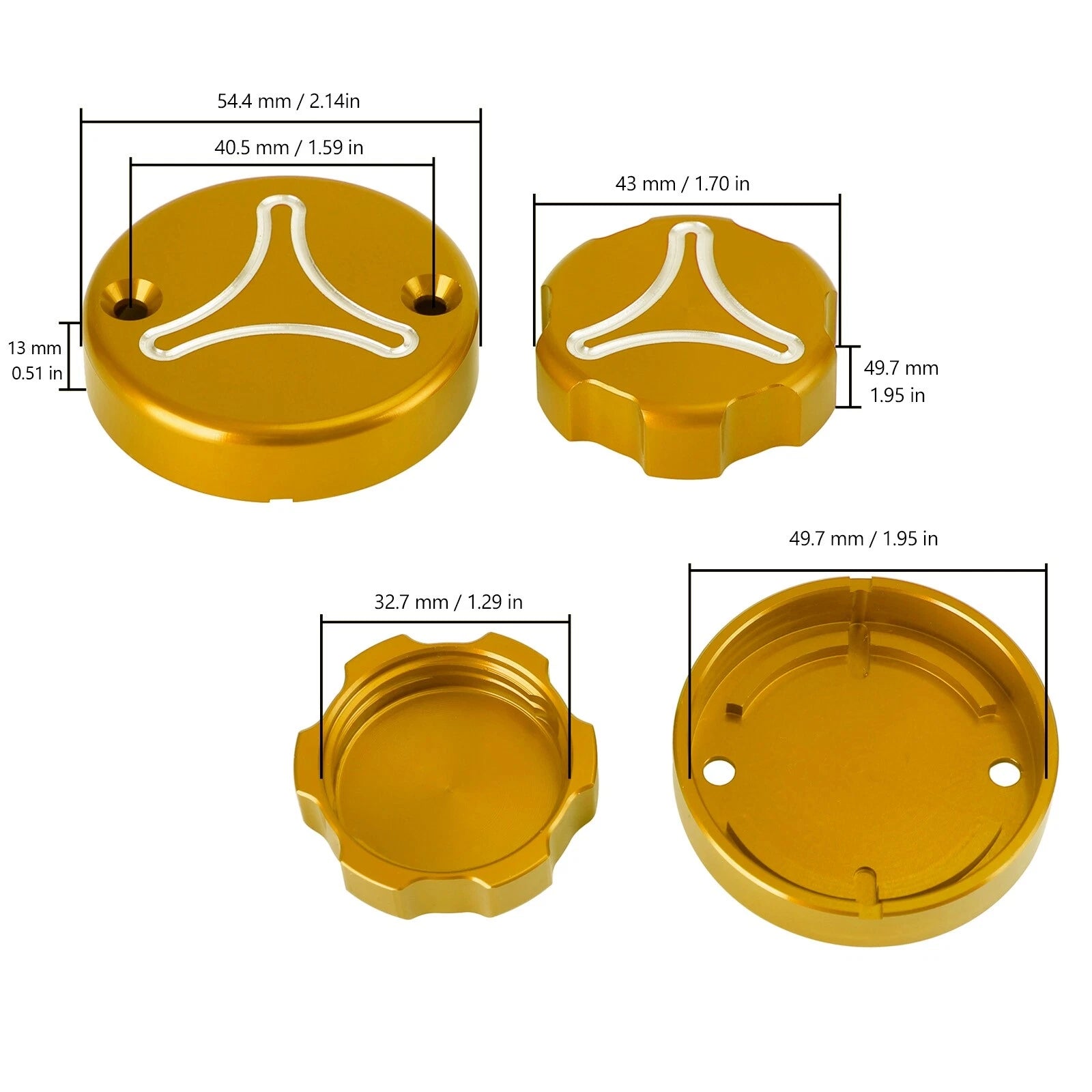 Brake & Clutch Cap Kit - Gold for Ducati Streetfighter V2 V4 Hyper 950 1100 SP