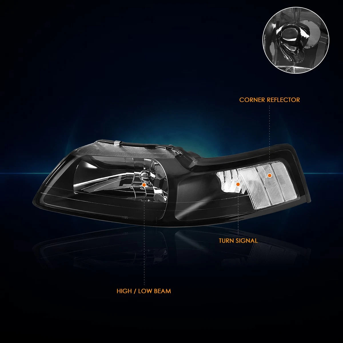 Headlight Clear Corner Signal Lamps Pair for Ford Mustang (1999–2004)