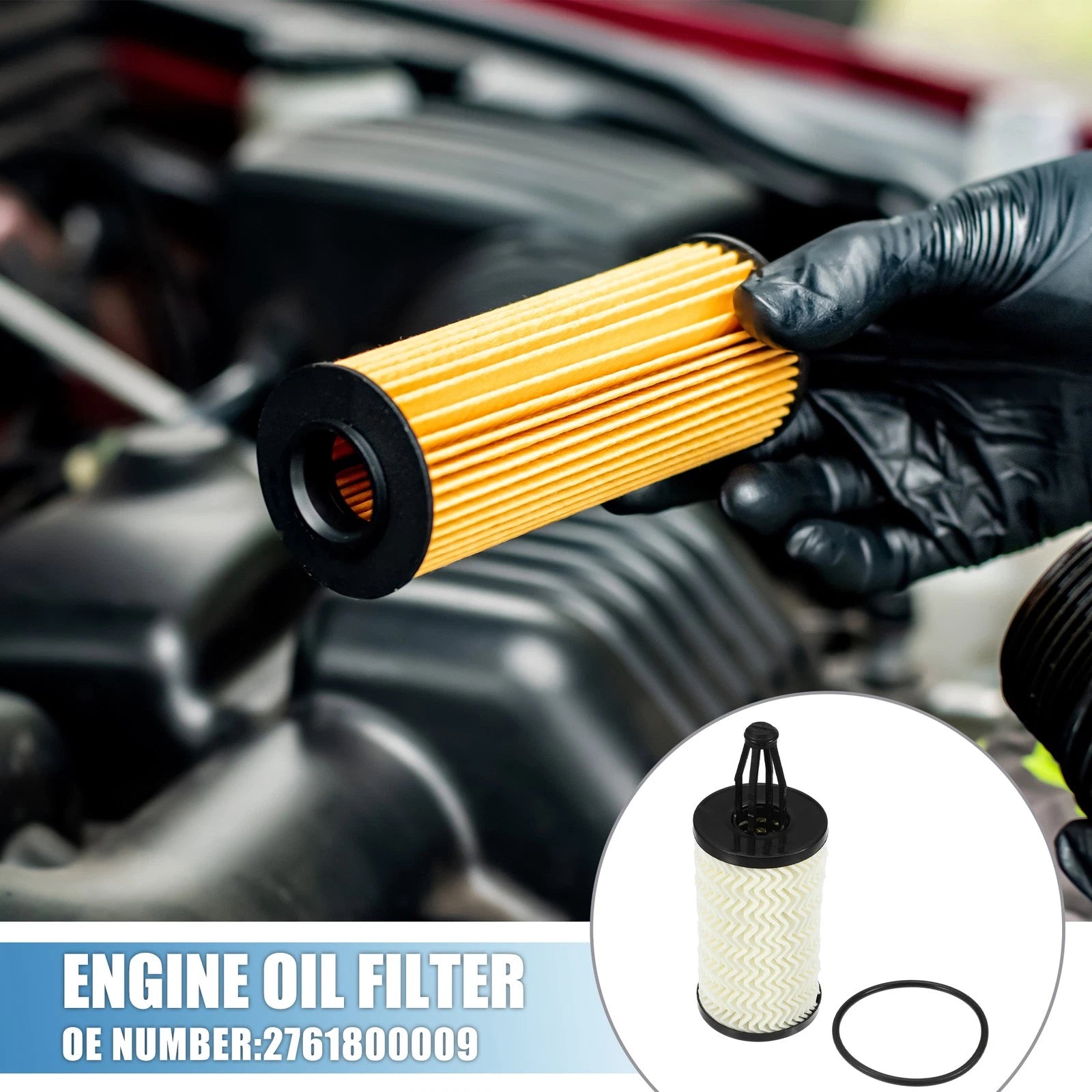 4Pcs Engine Oil Filter No. 2761800009 with O Ring for Mercedes C300 (2015–2019)
