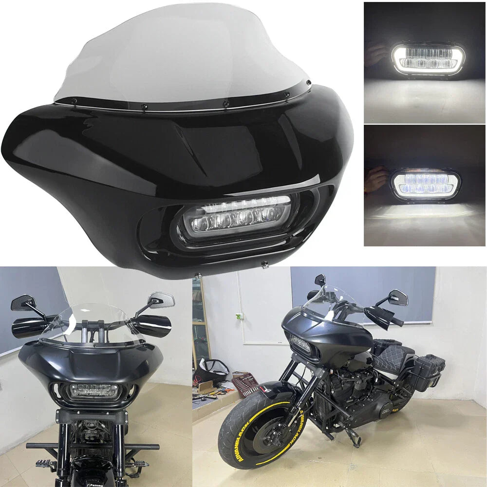 Headlight Fairing Windshield + LED Headlamp for Harley Softail FXFBS (2018-2023)