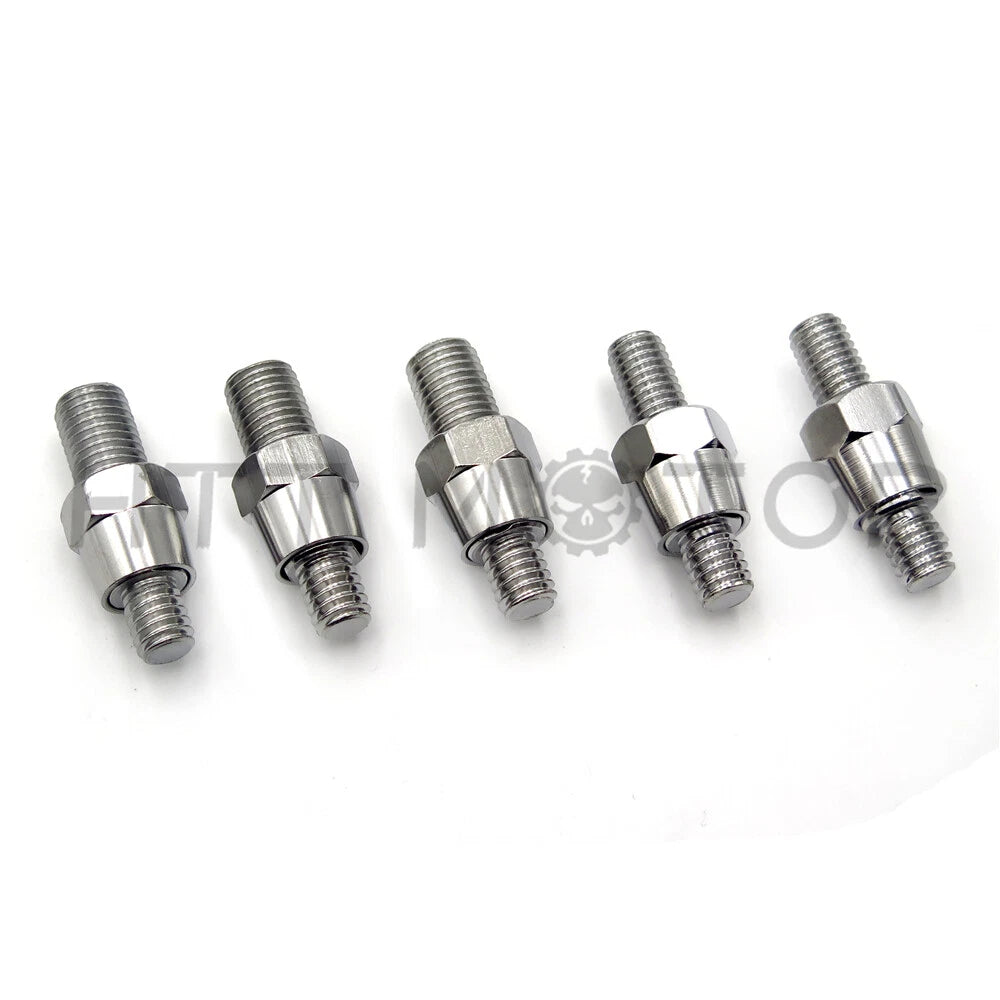 Set of Chrome Side Rear View Mirrors with 8mm 10mm Adapters Universal