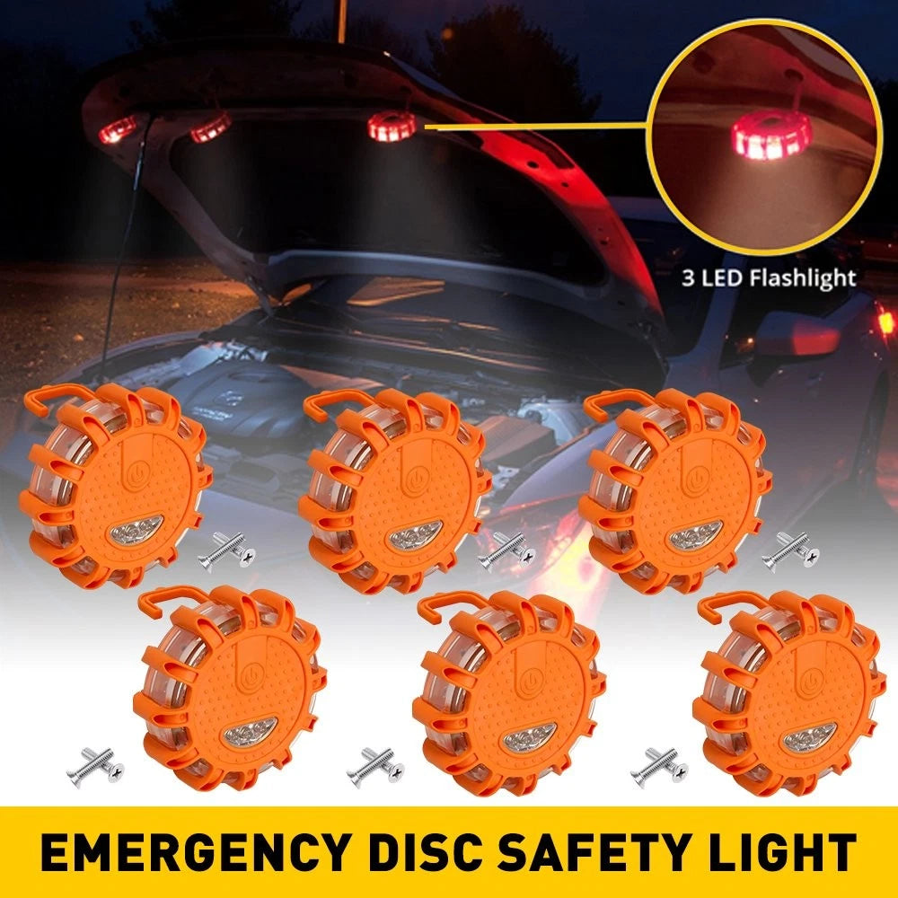 6X LED Road Flares for Emergency Roadside Safety