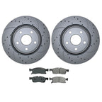 Front Brake Kit Set of 4 Drilled 350mm Rotors Akebono Ceramic Pads for Dodge Jeep
