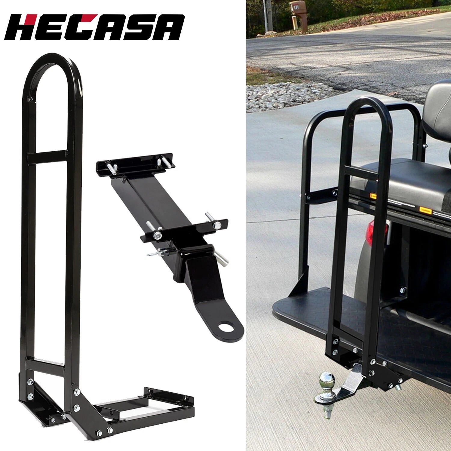 Rear Seat Trailer Hitch + Safety Grab Bar for EZGO Yamaha Club Car