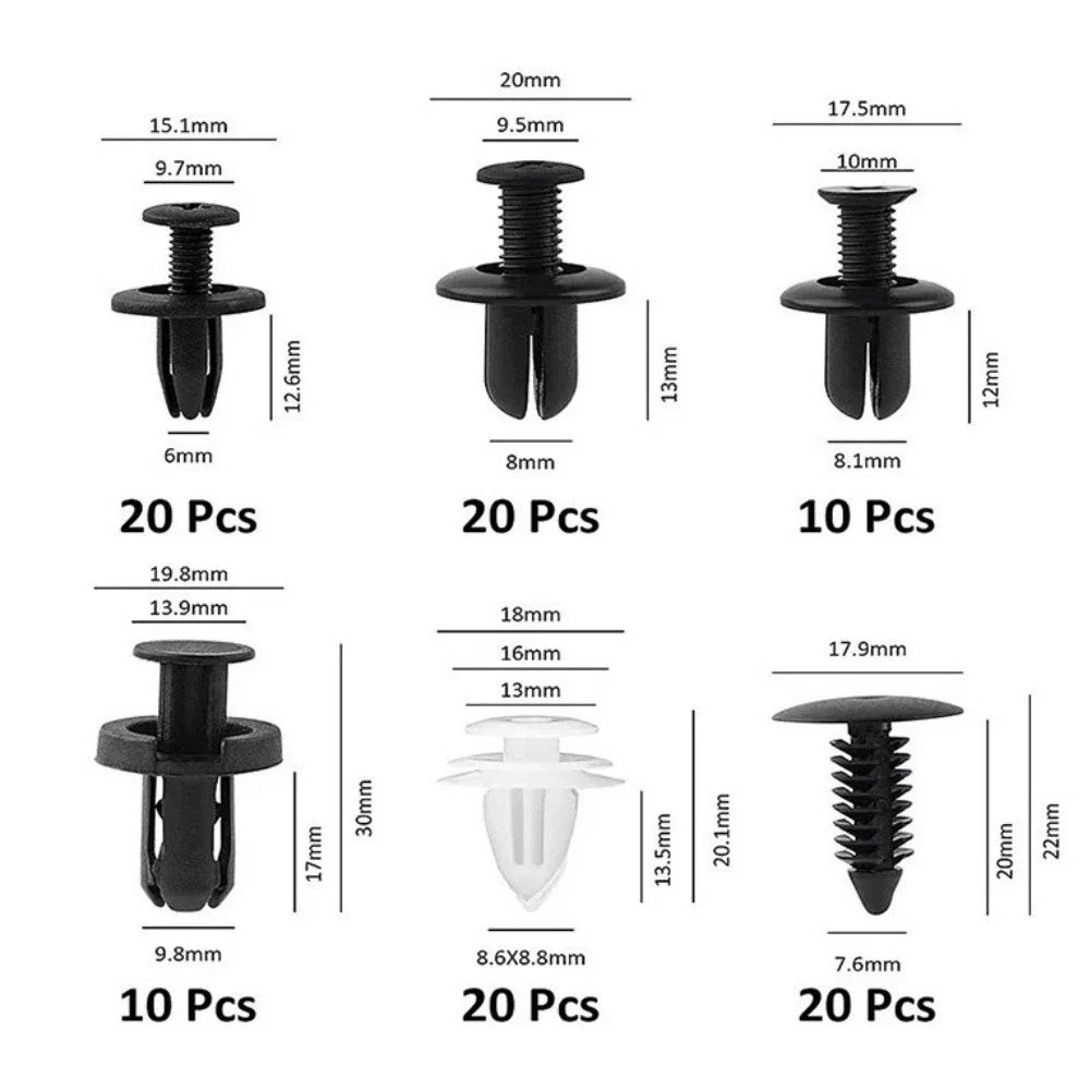 100Pcs Body Push Retainer Pins for Bumper Door Trim Panel Fasteners