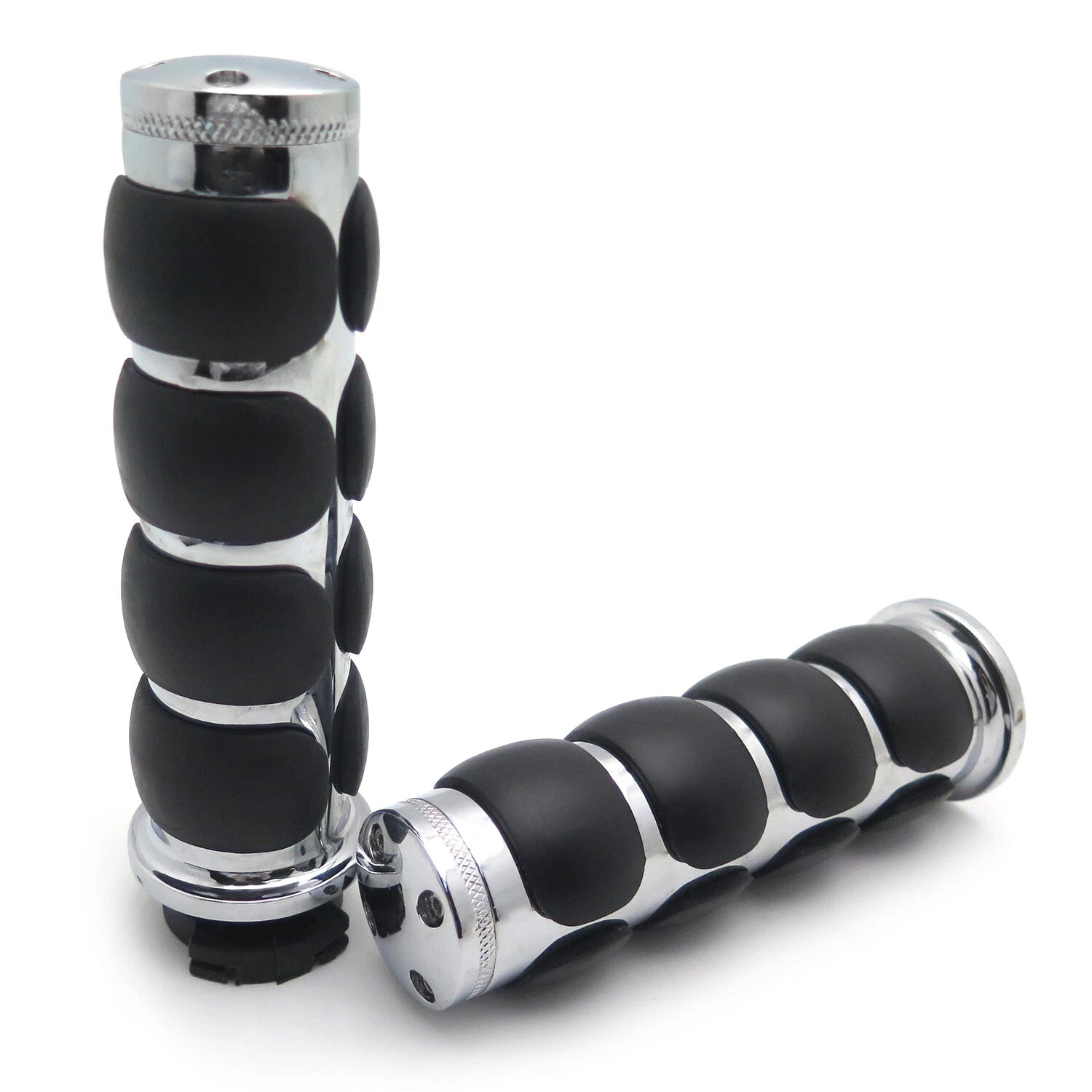 Chrome Flat Top Hand Grips for Kawasaki Mean Streak (2000–2004)