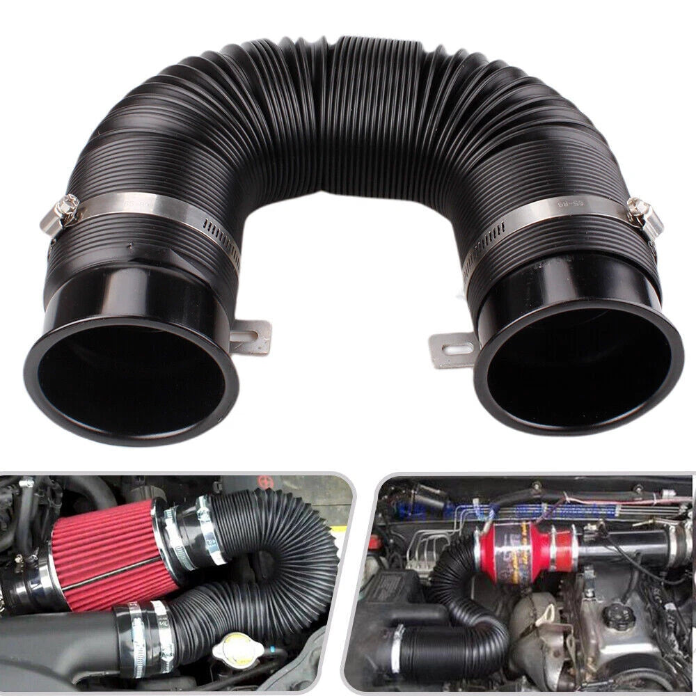 3" Flexible Cold Air Intake Hose Filter Pipe Kit for Universal Fit