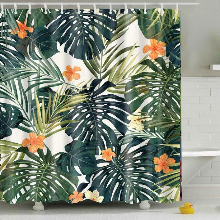 Shower Curtain Waterproof Banana Leaf Nordic 180x180cm