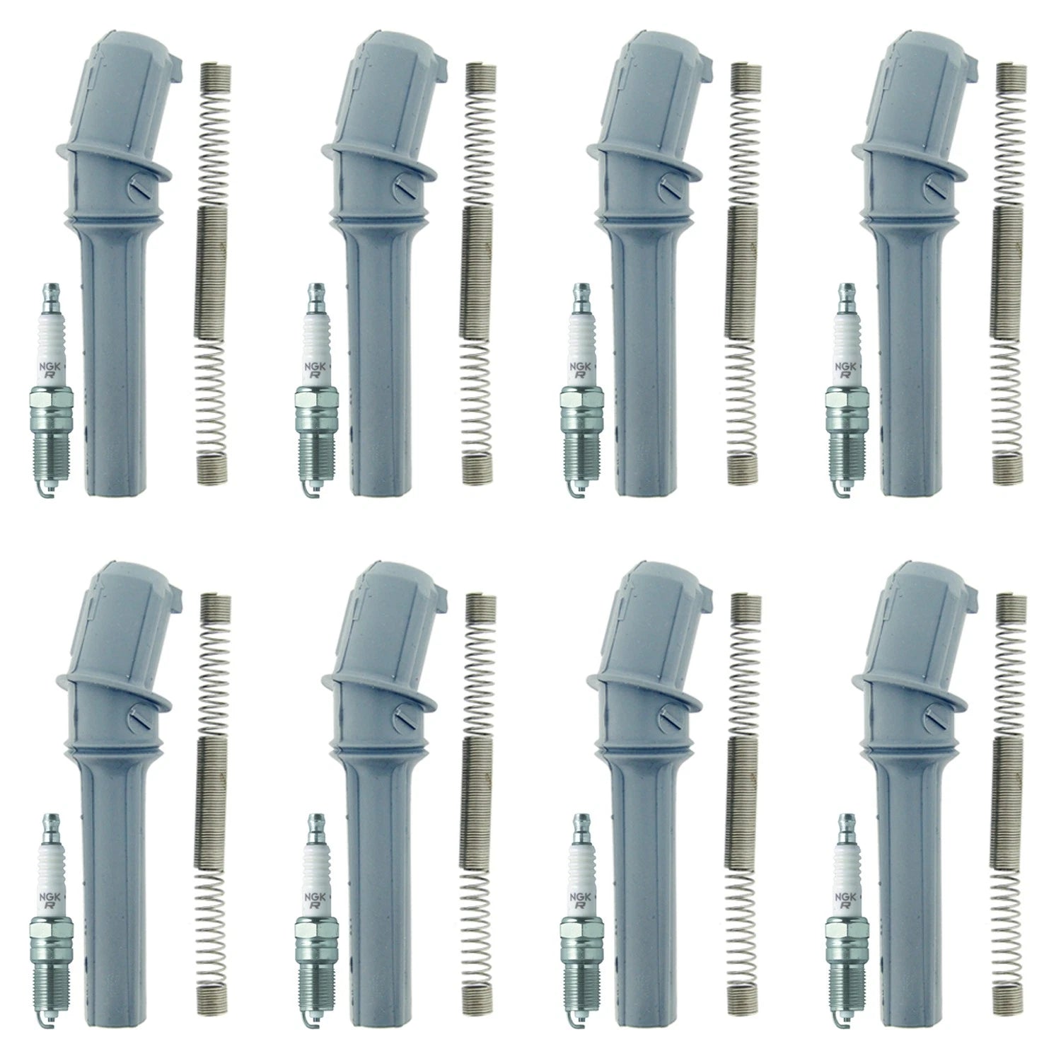Set of 8 NGK V-Power Spark Plugs & Coil Boot Kit for E-Series F-Series (1997–2009)