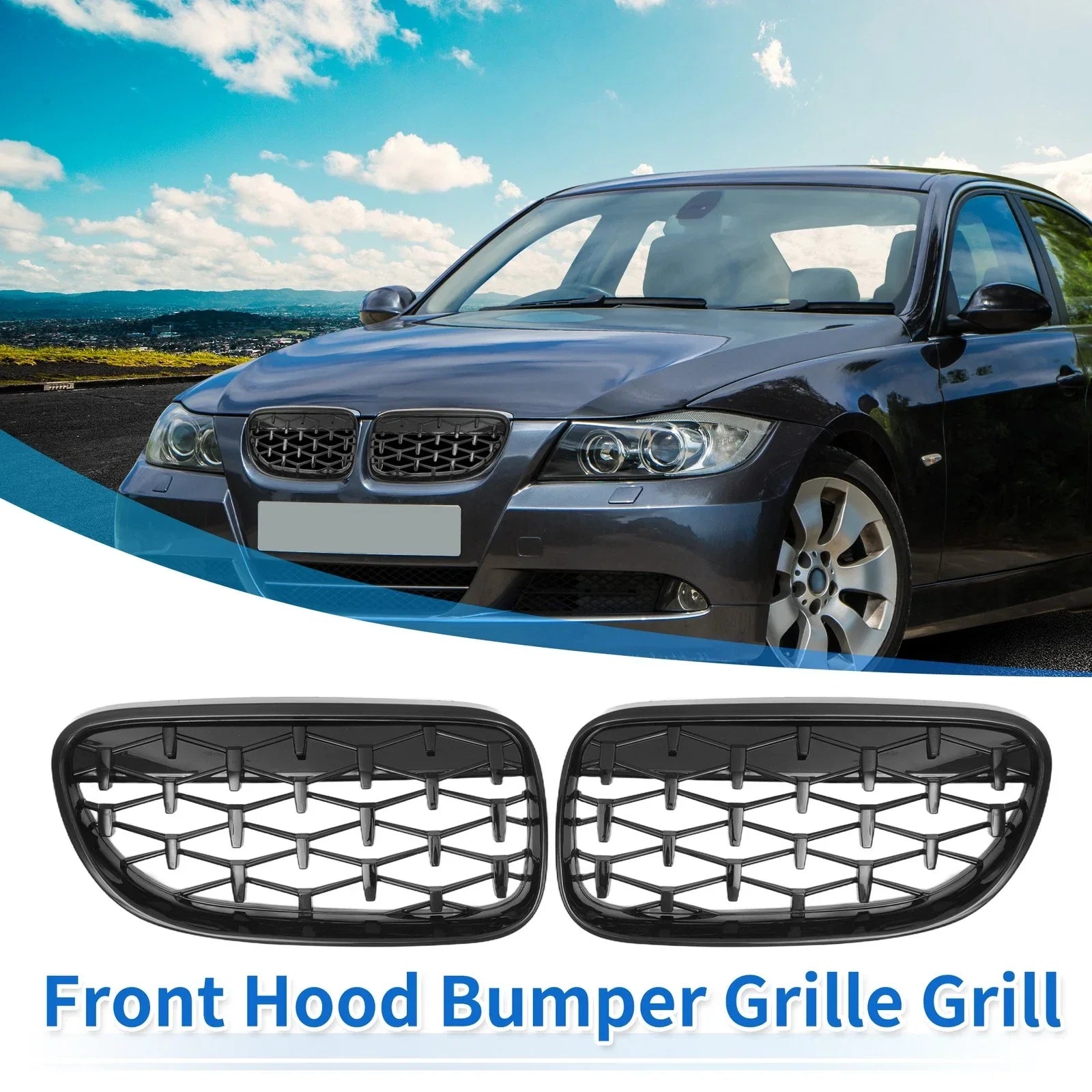 Grille for BMW 328i 335is 335i xDrive Black 1 Pair
