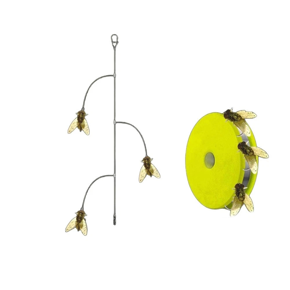 Fly Lure Rig with Floating Silicone Wings and 3 Hooks for Fishing